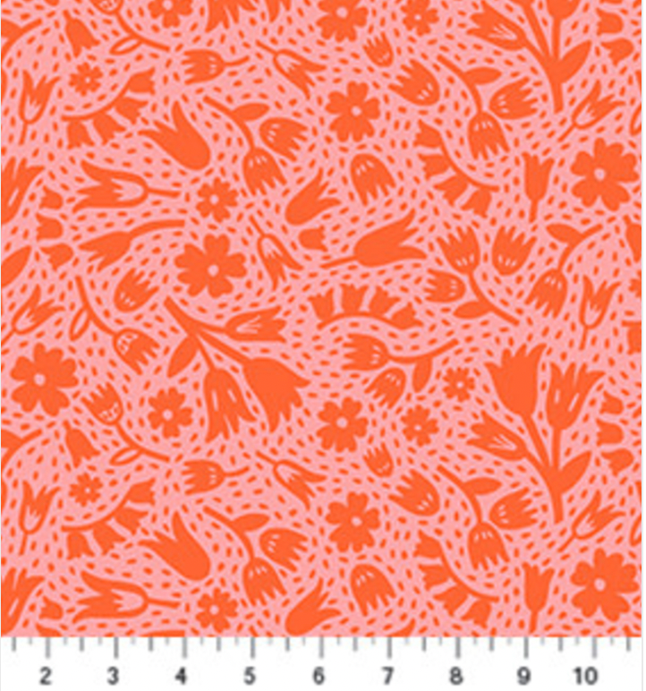 Fabric, Squeeze Orange Floral, 90300-26