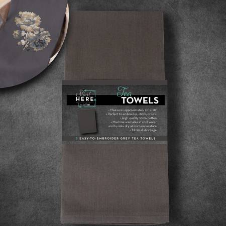 Tea Towels Grey 2pk  TFH19548GRAY