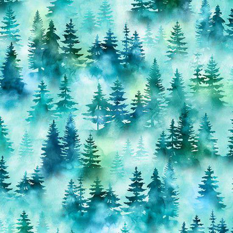 Fabric, Mystic Mountain Digital Print, Aquamarine 25012-214