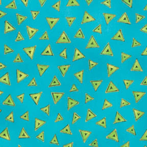 Fabric, Aqua Metallic Triangle, Y0841-33M