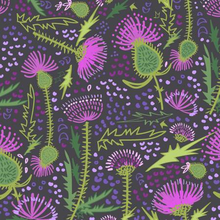 Fabric, Thistle Patch Dark Brown Garden Y3064-16