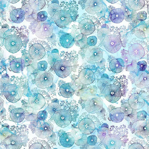 Fabric, Whale Song, Sea Anemones, Light Blue Multi DP24983-41