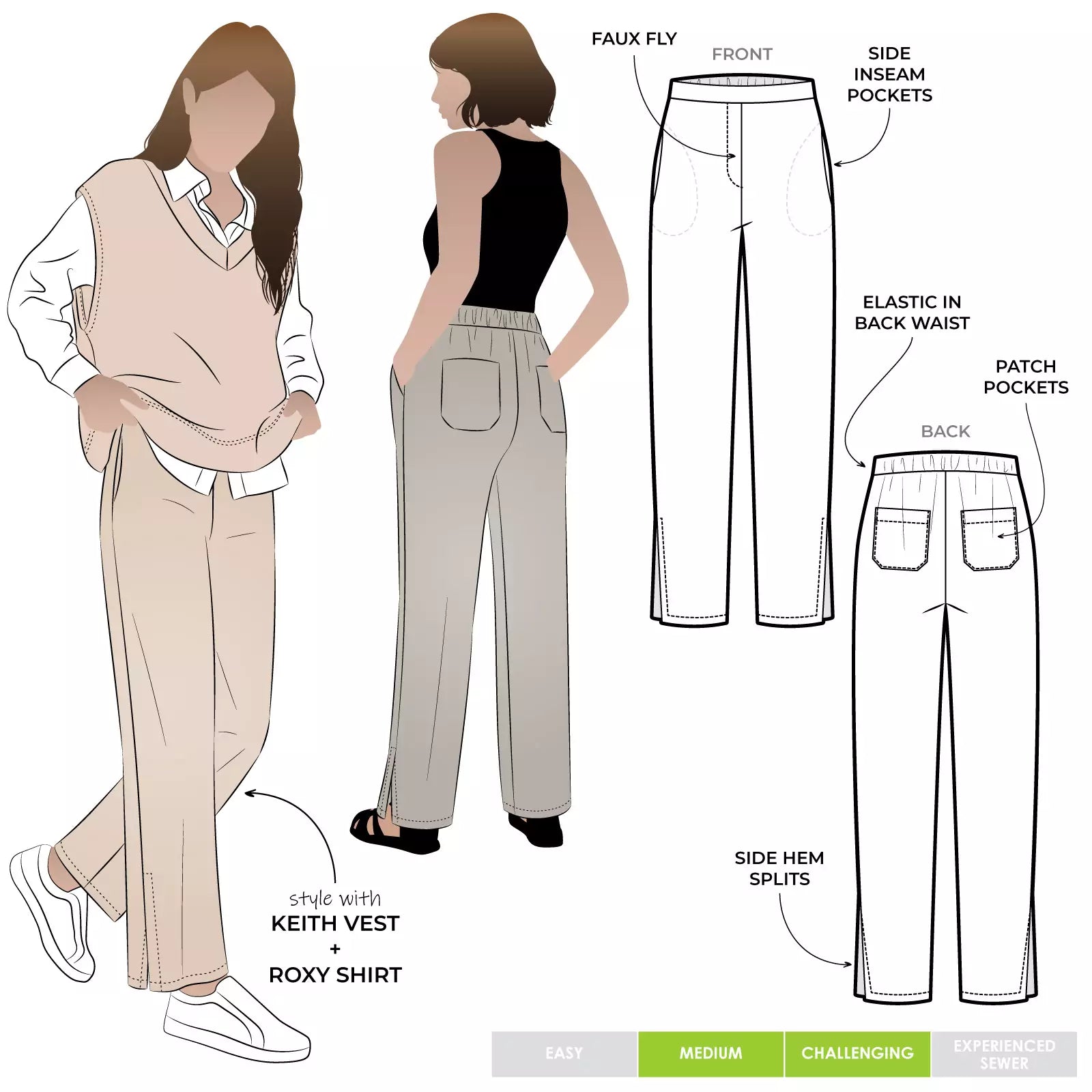 Pattern, Style ARC, Bennet Woven Pant Multi-Size