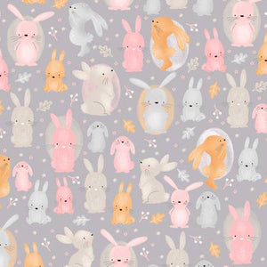 Fabric, Flannel, Gray Comfy Bunny 0908AE 90
