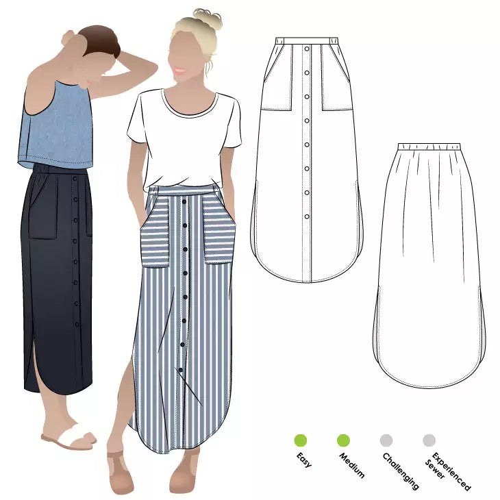 Pattern, style ARC, Indigo Maxi Skirt Multi-Size