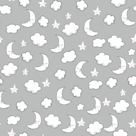 Fabric, Flannel, Comfy Moons 14418AE GRAY