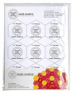 Hexi, 1-1/2in Hexagons Templates English Paper Piecing Made Modern # EPPMM03