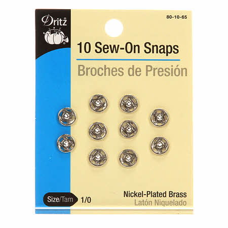 Snap Sew-On Size 1/0 Nickel